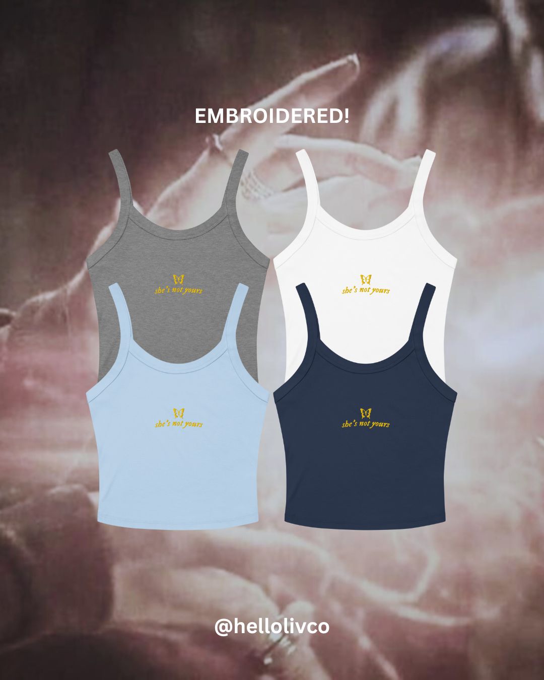 She's Not Yours Embroidered Micro-Rib Tank