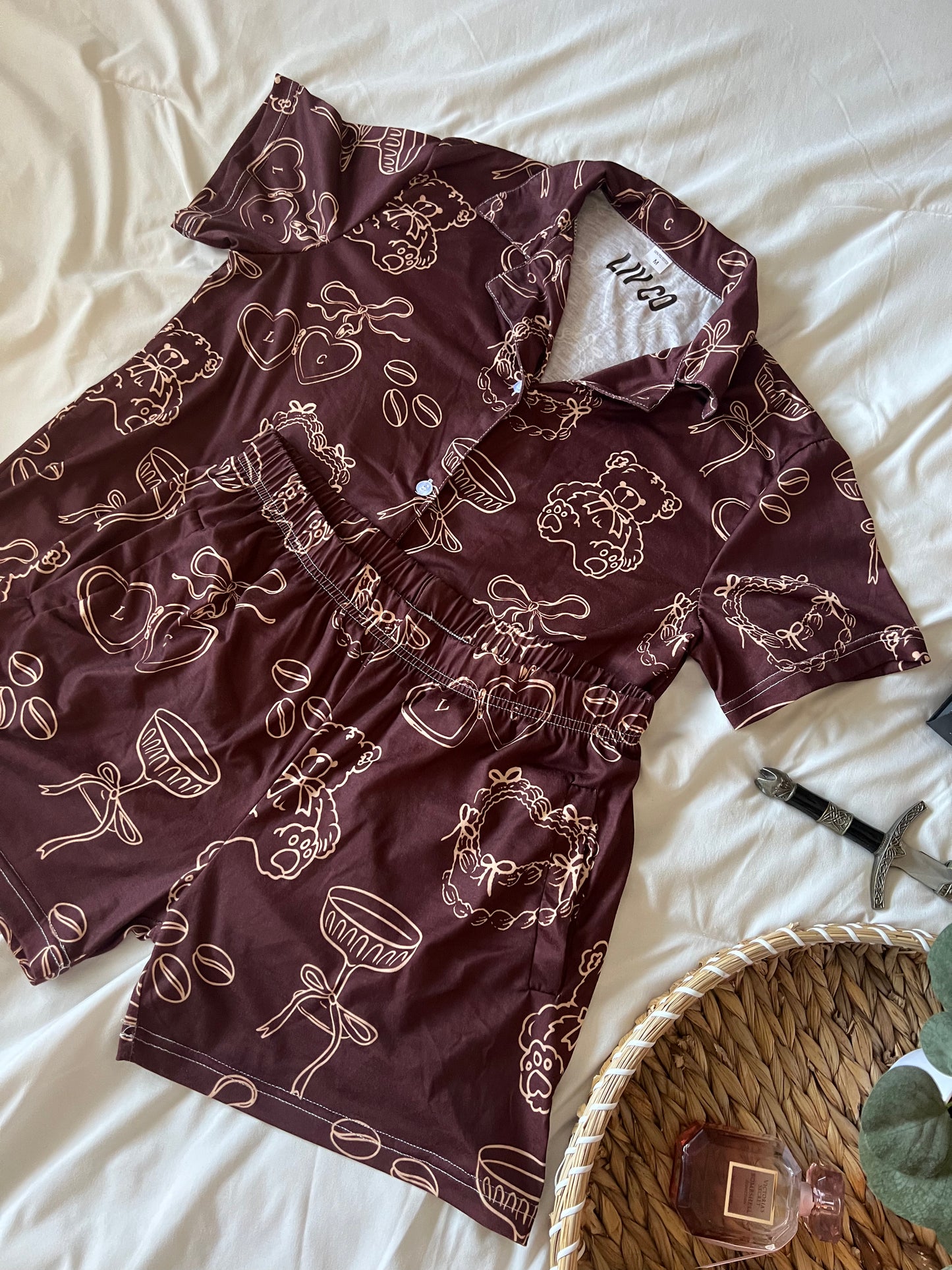 *PREORDER* Espresso Shorts Pajama Set in Dark Roast