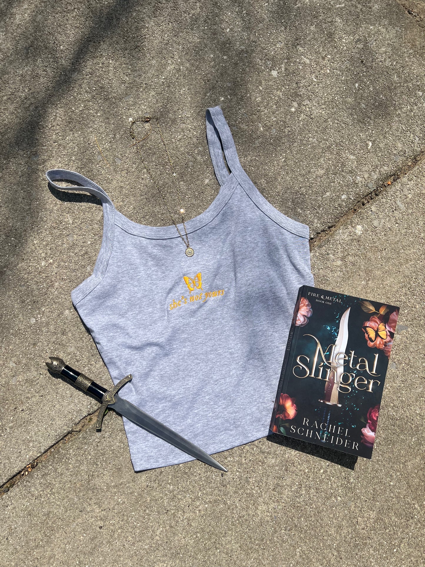 She's Not Yours Embroidered Micro-Rib Tank