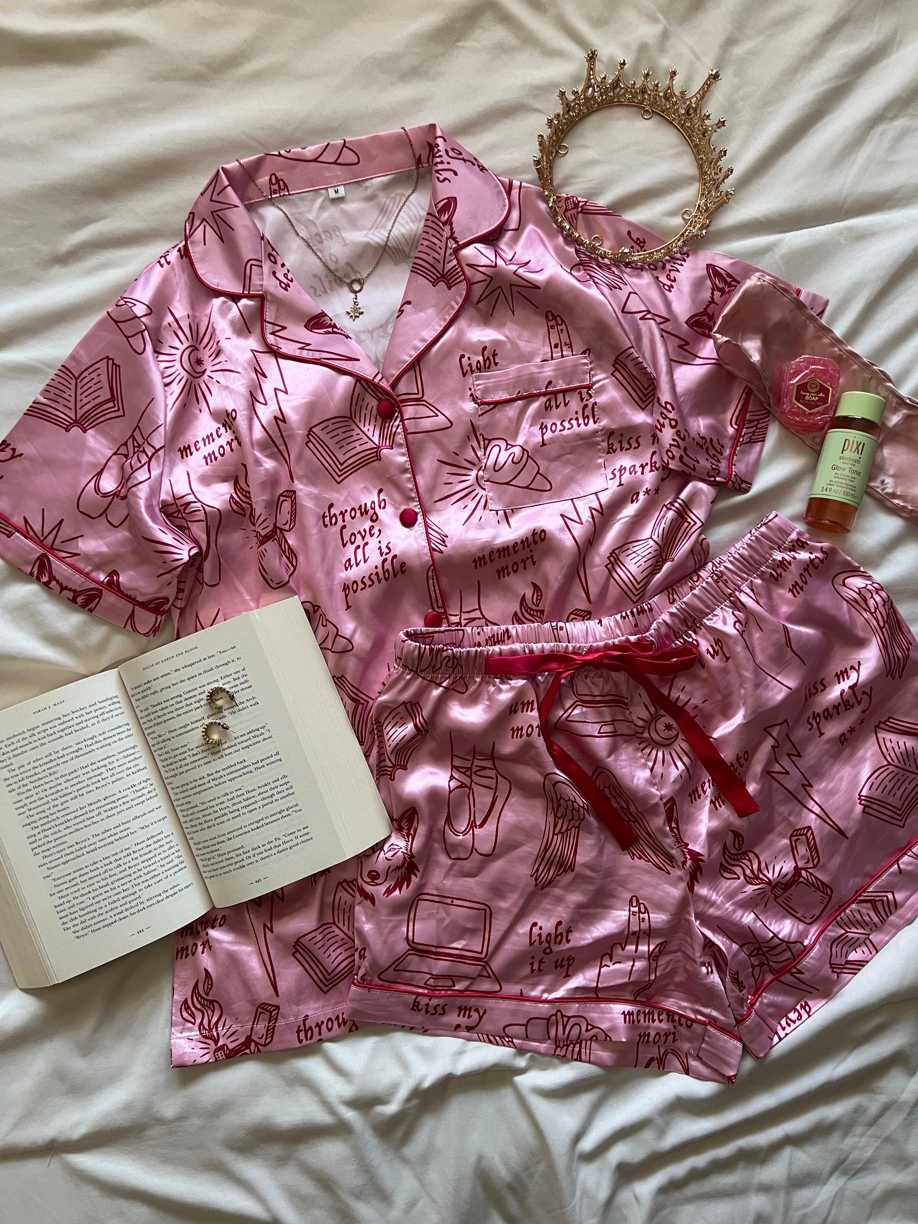 【ELBORN】Rosie Pajama Shorts SET Ribbons and Bows Pajama Shorts - Pink – Hazel & Olive