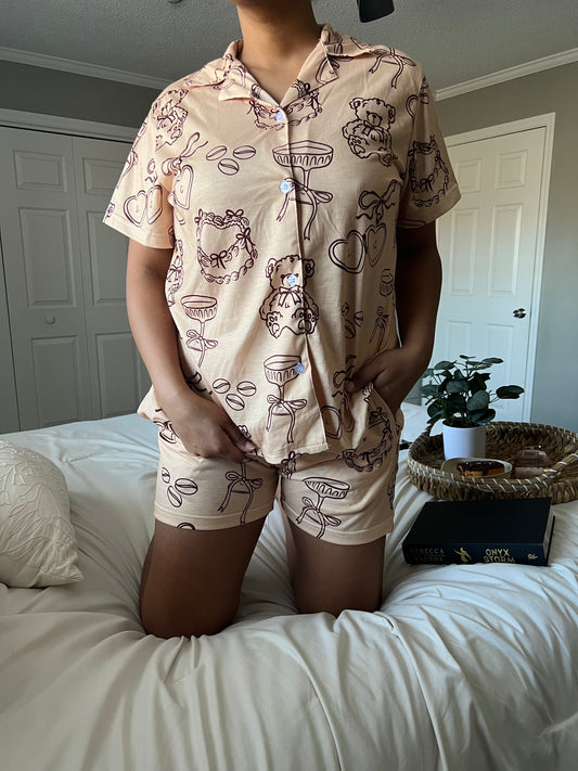 *PREORDER* Espresso Shorts Pajama Set in Blonde Roast