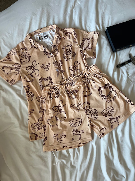 *PREORDER* Espresso Shorts Pajama Set in Blonde Roast