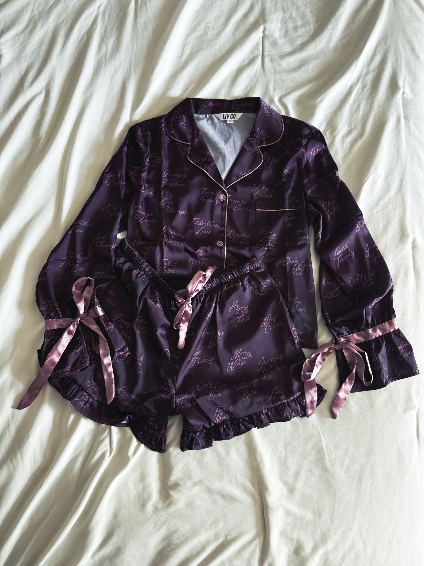 Whispered Words Satin Pajama Set