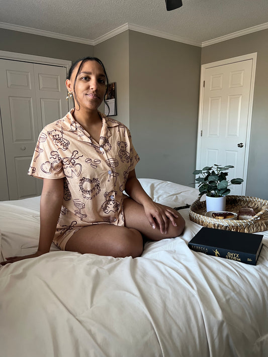 *PREORDER* Espresso Shorts Pajama Set in Blonde Roast